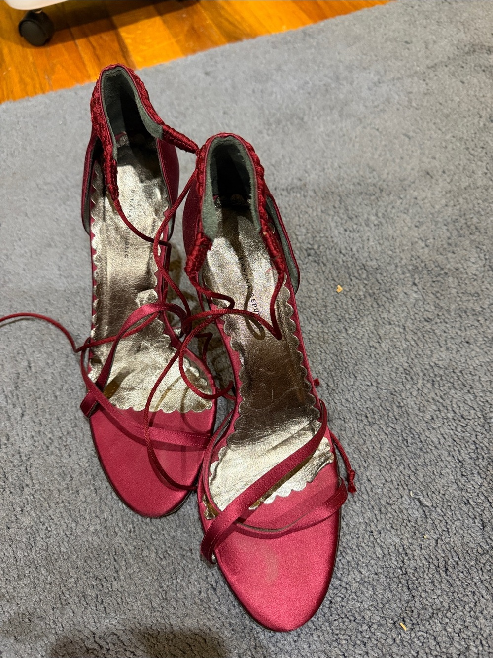 Banana Republic Burgundy Lace-Up Satin Heels